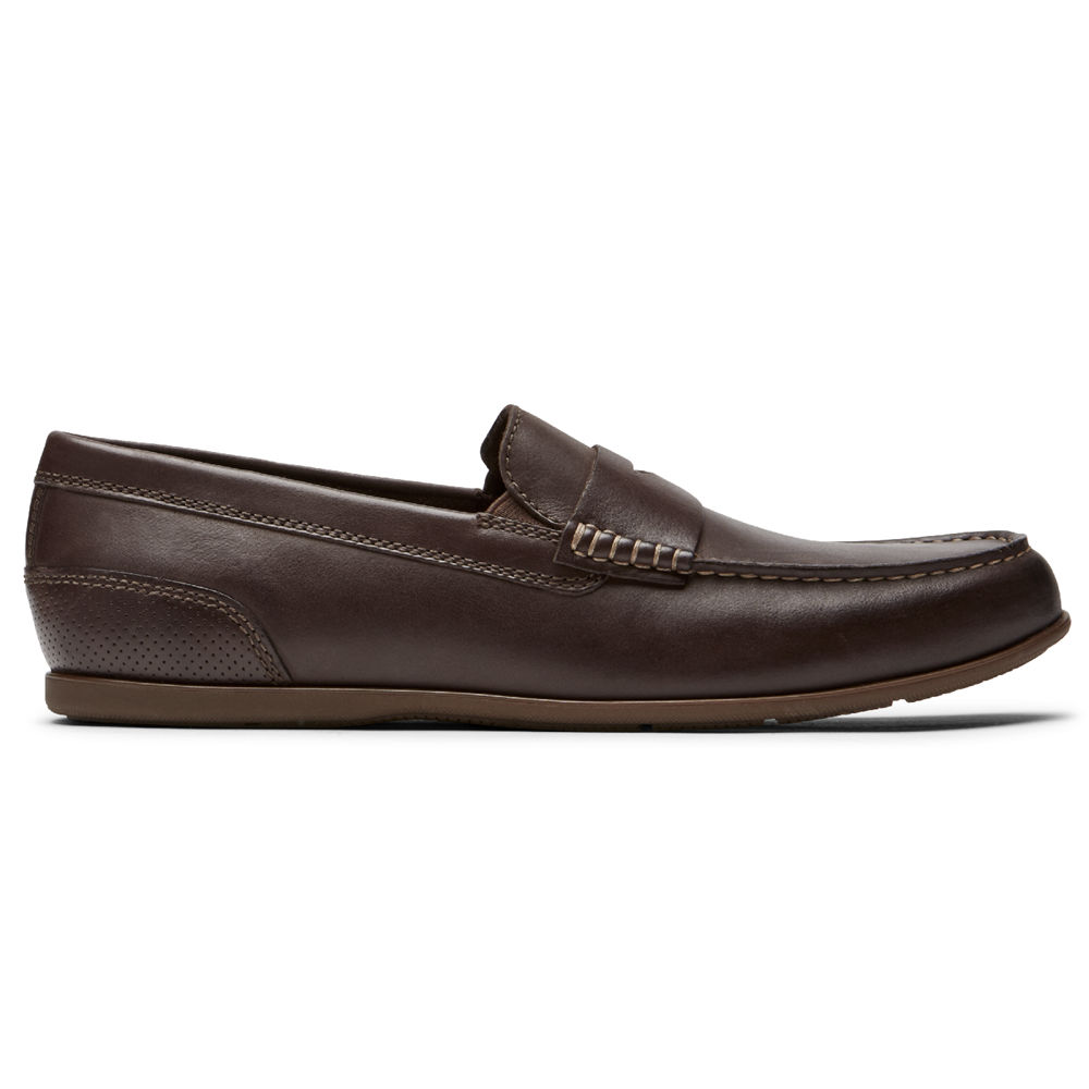 Rockport Mens Malcom Penny - Slip-On Dark Brown - QZG801392